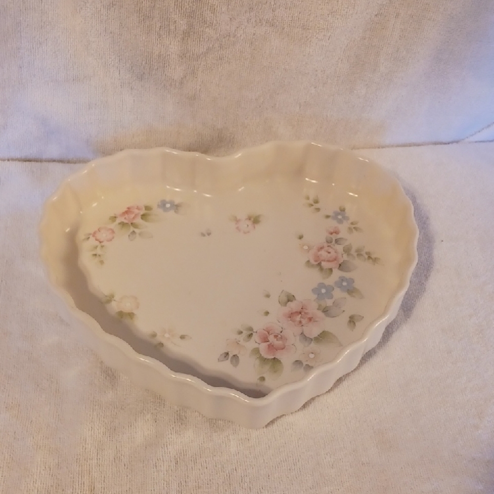Heart-Shaped Floral Baking Dish Pfaltzgraff Oven And Microwave Safe⁰